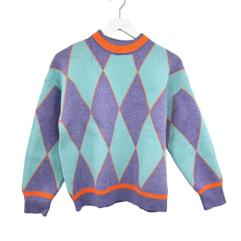 Cider Purple Preppy Argyle Sweater Small Large - Picture 4 of 7